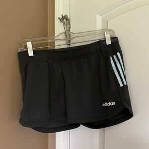 Adidas Women's dark grey Shorts with Blue Stripes